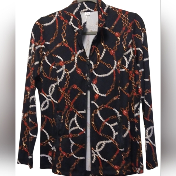 LuLu-B -NWOT, Black Jacket Chain Design,Dual Zipper,2 Phone & 2 Zippered Pockets - Picture 4 of 10